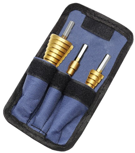 Set 3 burghie conice in trepte otel, 4-20 mm